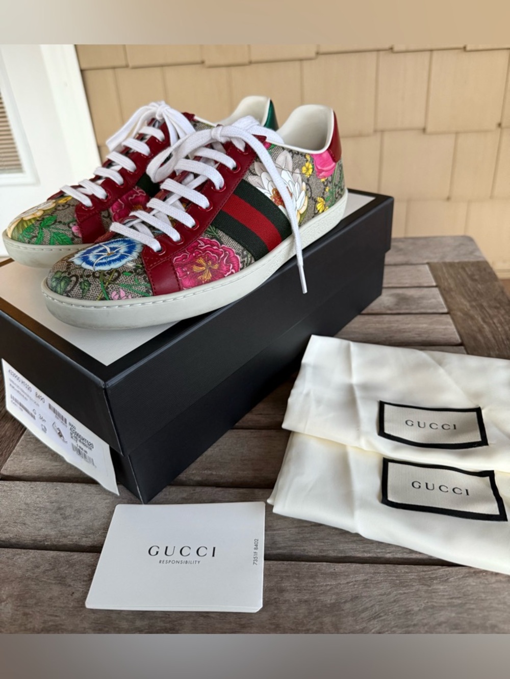 Gucci Ace Blooms GG Supreme Floral Sneakers 36.5 6.5 Full set w/box - Picture 16 of 16